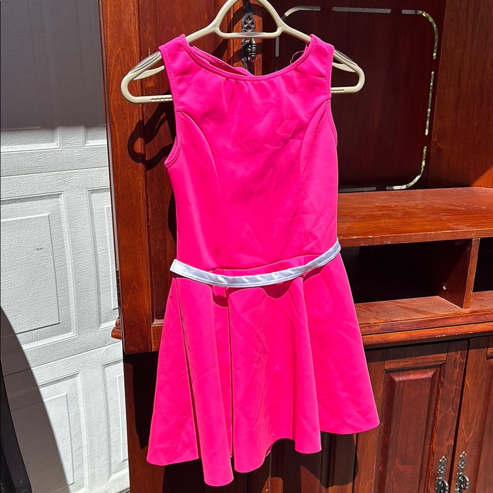 Weissman Vibrant Pink Dress with White Accent